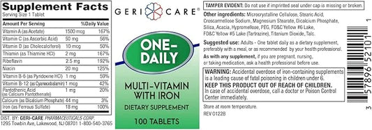 GeriCare One-Daily Multi-Vitamin with Iron Tablets,100 1)