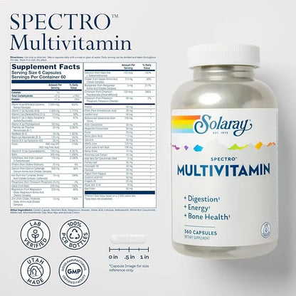 SOLARAY Spectro Multivitamin with Iron (60 Servings, 360 Capsules)