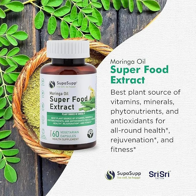 SRI SRI TATTVA Moringa Oil for Immune Support, Energy, and Skin Rejuvenation – Pure Moringa Leaf Extract Daily Supplement ...