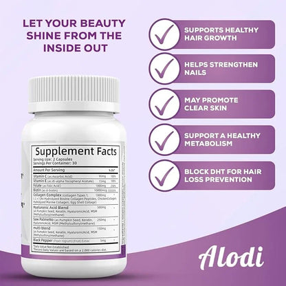 Super Collagen 1000mg, Biotin 10000mcg, Keratin 250mg, Hyaluronic 500mg -