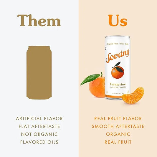Sovány Sparkling Water, Tangerine, Seltzer Water Drinks, USDA Organic, Made With Real Fruit, Non-GMO, Vegan, No Added Suga...