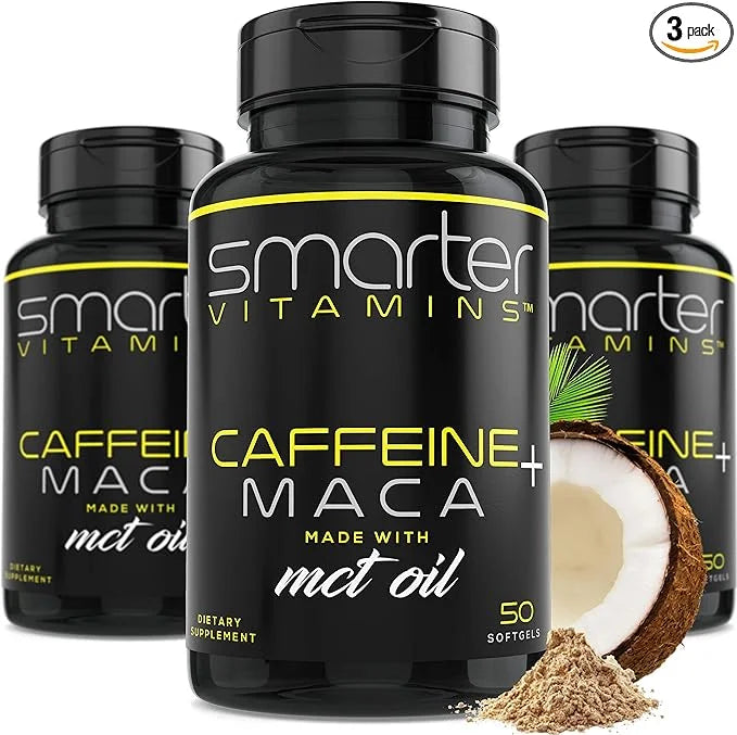 (3 Pack) Smarter Energy Pills, 200mg Caffeine & Coconut MCT Oil with Maca Root, 150 Liquid Softgels - Product Image