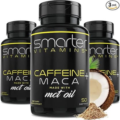 (3 Pack) Smarter Energy Pills, 200mg Caffeine & Coconut MCT Oil with Maca Root, 150 Liquid Softgels - Product Image