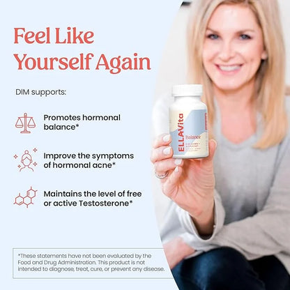 Balance DIM Supplement 200mg - Hormone Balance for Women - PMS, Menopause and Hormonal Acne Support- Vegan, Non-GMO, Glute...