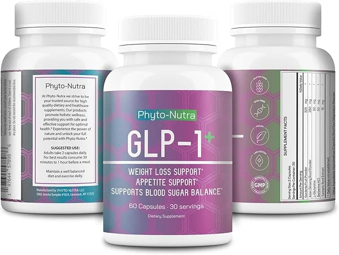 GLP-1 + (60 Capsules 1 Bottle) Vegan, Natural Supplement, Lab Tested, Weight Loss, Satisfy Hunger, Non-GMO, Gluten Free, G...