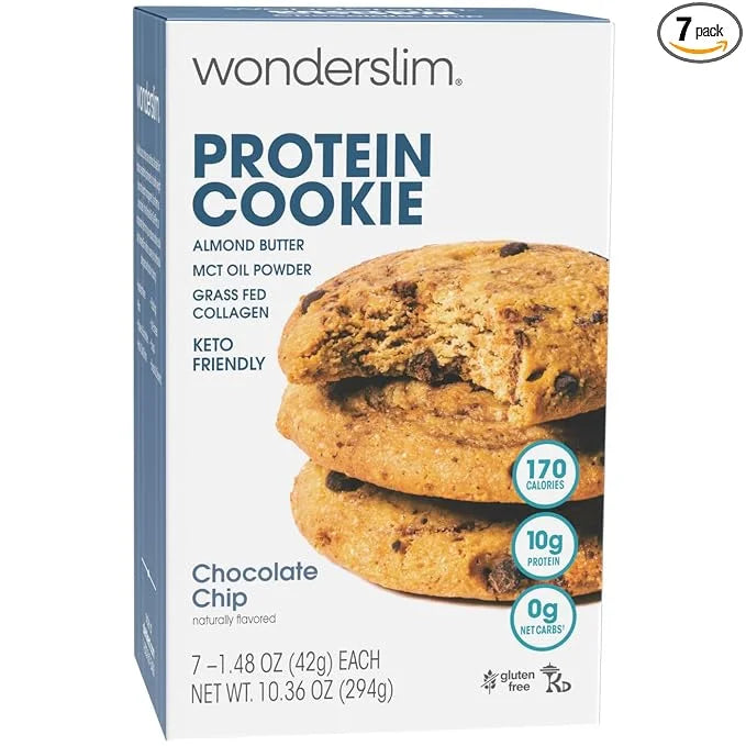 Wonderslim Protein Cookie, Chocolate Chip, Keto friendly, Low Carb, Gluten Free (7ct) - Product Image