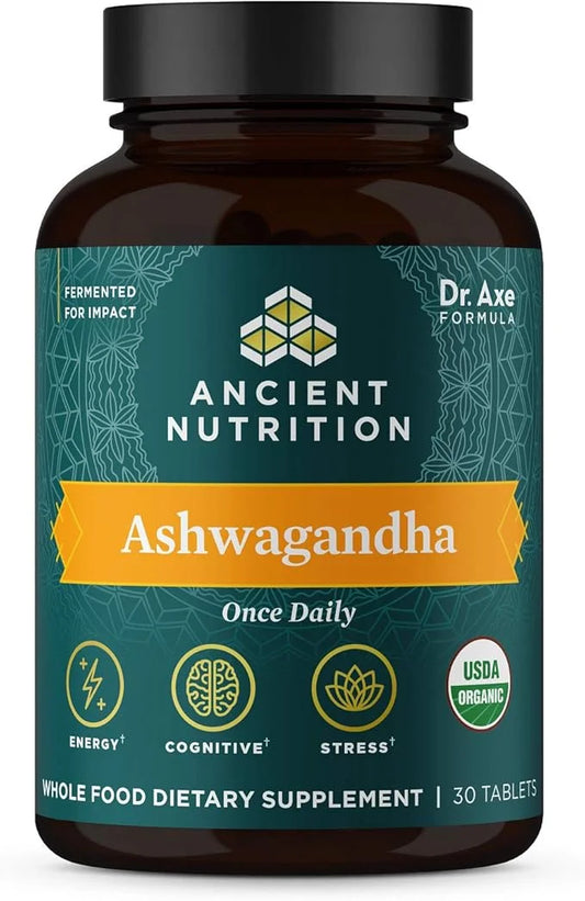 Ashwagandha Tablets by Ancient Nutrition, Stress Relief, Supports Energy, Mental Clarity and Concentration, Reduces Fatigu...