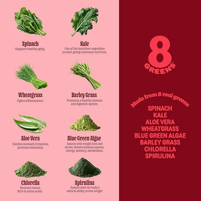8Greens Daily Greens Gummies B12, Spirulina 50 Count