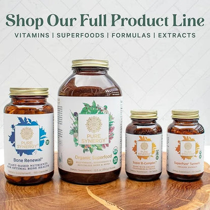 PURE SYNERGY Superfood Capsules | Organic Superfood & Greens Supplement | Whole Food Capsules with Super Greens, Spirulina...