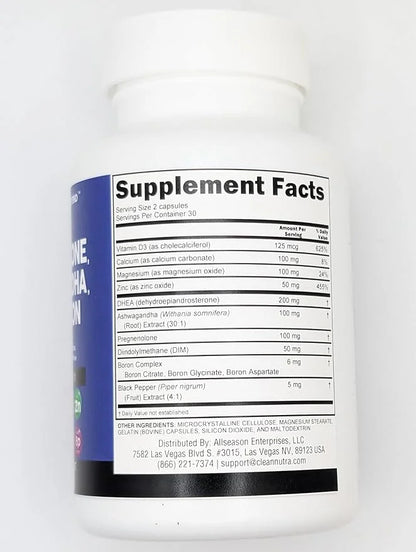 DHEA 200mg Supplement Pregnenolone 100mg for Men & Women with DIM Ashwagandha Boron 6mg Complex Calcium Magnesium Zinc 50m...