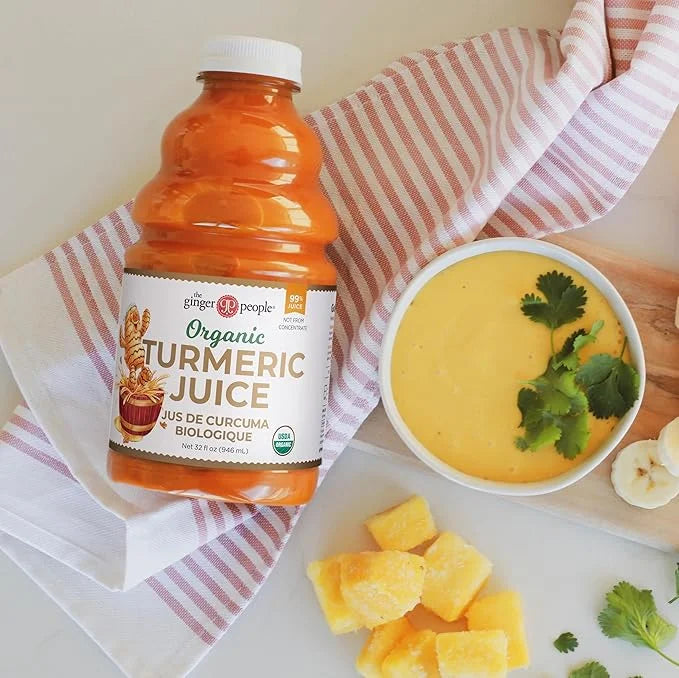 Organic Turmeric Juice, 99% Pure Turmeric Juice by The Ginger People – Drug Free Support, Non-GMO, Premium Quality, 32 Fl ...