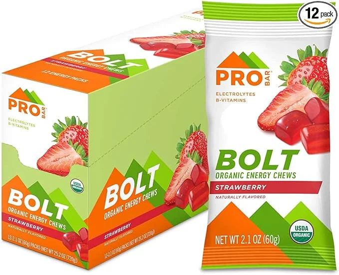 PROBAR - Bolt Organic Energy Chews, Strawberry, Non-GMO, Gluten-Free, USDA Certified Organic, Healthy, Natural Energy, Fas...