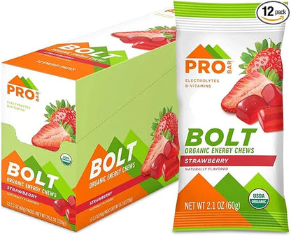 PROBAR - Bolt Organic Energy Chews, Strawberry, Non-GMO, Gluten-Free, USDA Certified Organic, Healthy, Natural Energy, Fas...