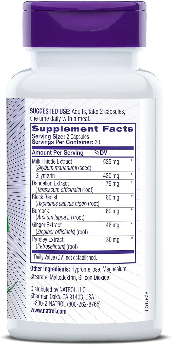 Natrol Milk Thistle 525 mg per 60 Capsules, 30 Day
