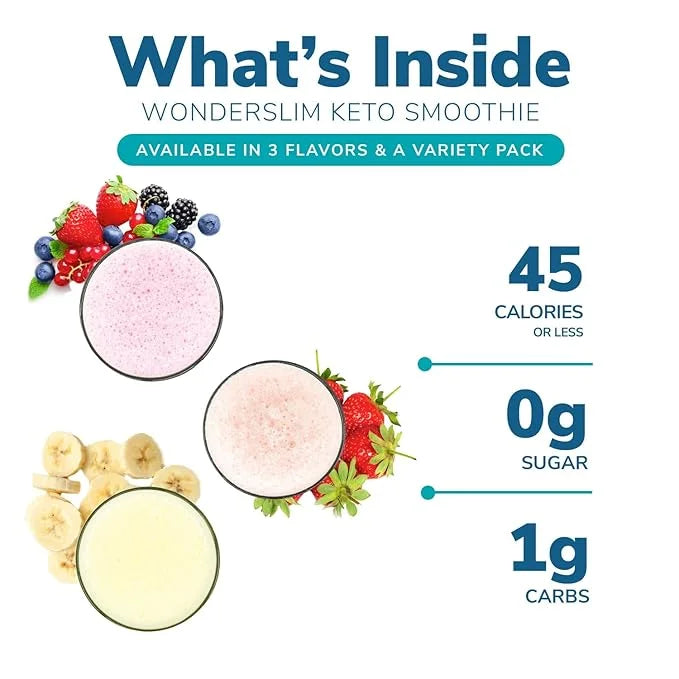 WonderSlim Keto Smoothie with C8 MCT Oil, Berry, Low Carb, No Sugar, Gluten Free (7ct) - Product Image