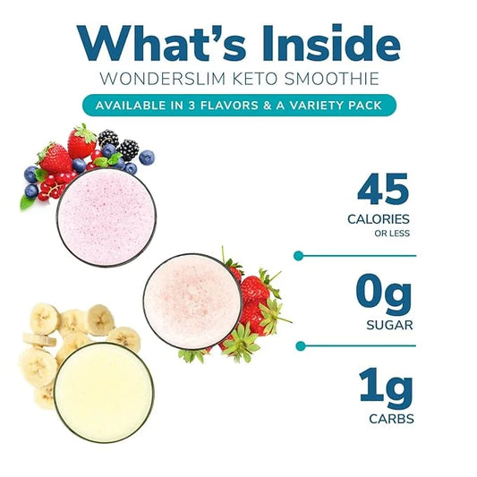 WonderSlim Keto Smoothie with C8 MCT Oil, Berry, Low Carb, No Sugar, Gluten Free (7ct) - Product Image