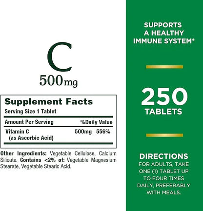 Nature's Bounty Vitamin C, Supports a 500mg, 250 250 Tablets