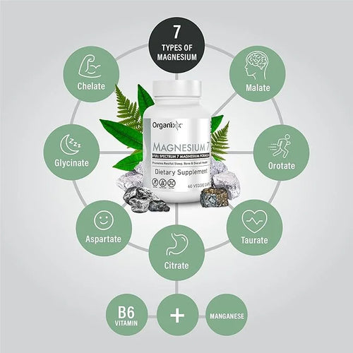 Organixx Magnesium Supplement, Natural Calm Magnesium B6 and (60 Count)