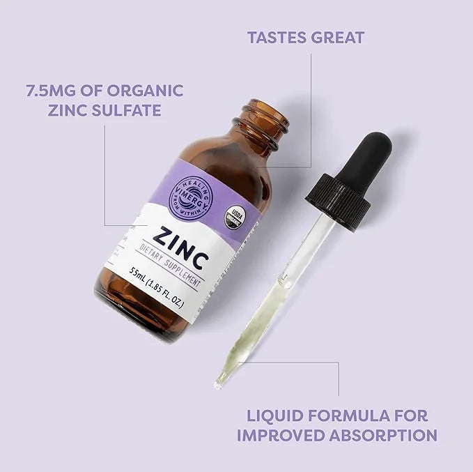 Vimergy Organic Liquid Zinc, Travel Size - 27 Servings – Alcohol Free Zinc Sulfate – Supports Immune Health & Metabolism –...