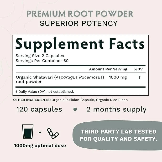 TRIBE ORGANICS Organic Shatavari Herbal Supplement - Hormonal Balance | Women’s Reproductive Health | Lactation | Immune &...
