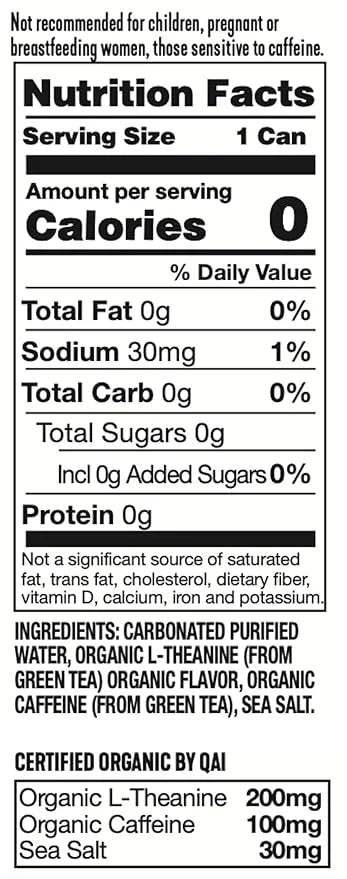 ARDOR ENERGY Sparkling Water Tropical Mango 12 pack with 100mg Organic Caffeine from Green Tea & 200mg Organic L-Theanine ...