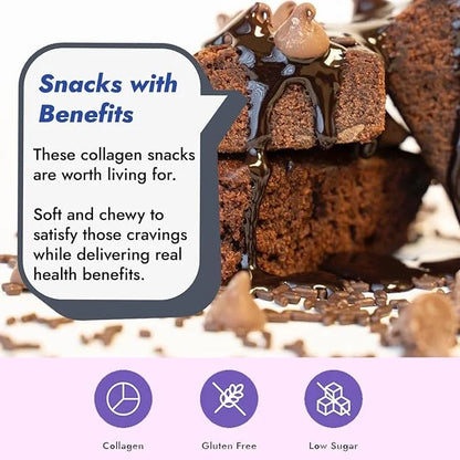 321glo Collagen Protein Brownie | Gluten Free, Low Sugar | Keto Snack for Women, Men, & Kids | 16g Protein, 6g Collagen | ...