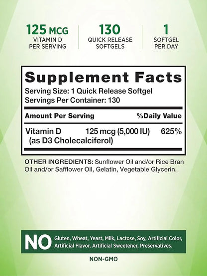 Nature's Truth Vitamin D3 5000 IU 130 Count