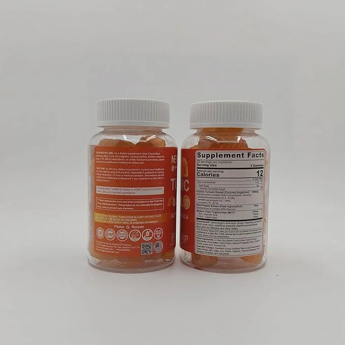 Turmeric Curcumin Gummies for Adults, with Medium Chain Triglycerides (MCT) Oil, Black Pepper Extract, Ultra Absorption, S...