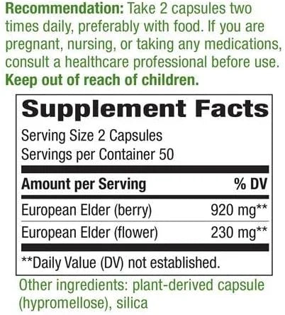 Nature's Way Elderberry, 100 Cap, (Pack 2)