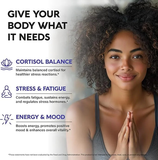 Cortisol Supplement for Women - Natural Based Hormone Balance - Ashwagandha | Rhodiola | Holy Basil | L-Theanine - Mood, F...