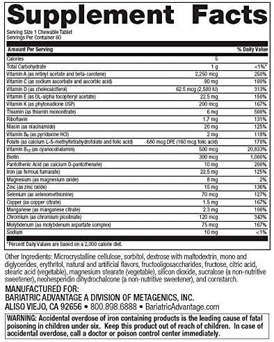 Bariatric Advantage Chewable High ADEK with Iron 60 Tablets