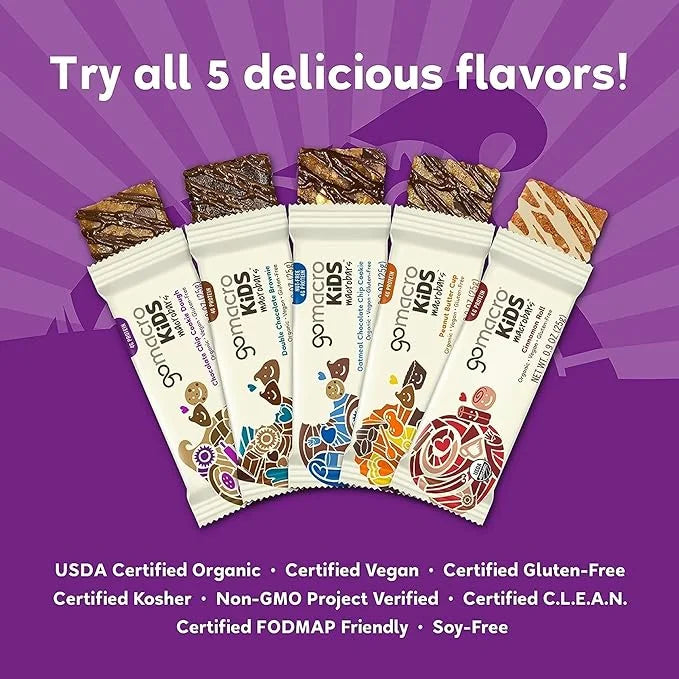 GoMacro Kids MacroBar – 5 Flavor Assortment - (0.90 Ounce Bars, 28 Count) - Product Image