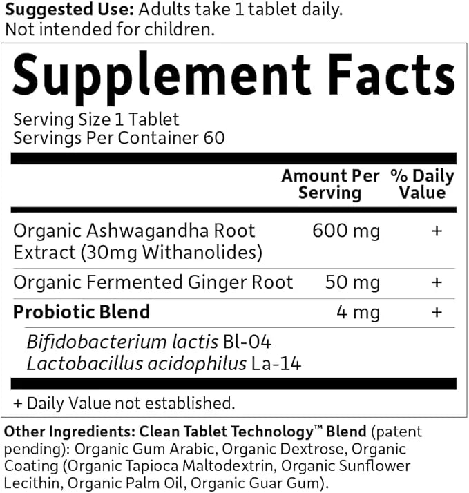 Garden of Life Organics Ashwagandha Stress, 2 Month 60 Tablets