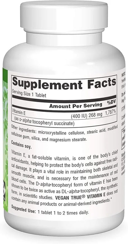 Source Naturals Vegan True Vitamin E, 268 mg 50 Tablets