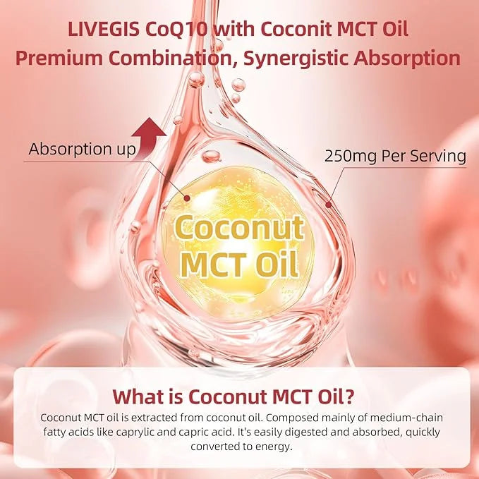 CoQ10 200mg Softgels, Ultra CoQ10 Ubiquinone 200mgWith Coconut MCT Oil, 5X Superior Absorption, Coenzyme Q10 Supplement fo...