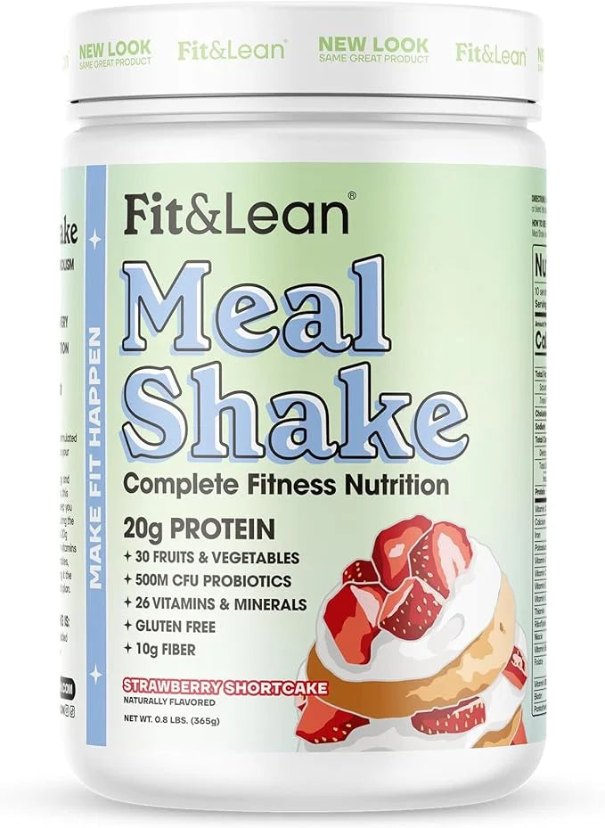 Fit & Lean Meal Shake, Fat Burning Meal Replacement, Protein, Fiber, Probiotics, Strawberry Shortcake, 0.8 lbs (365 g),10 ...