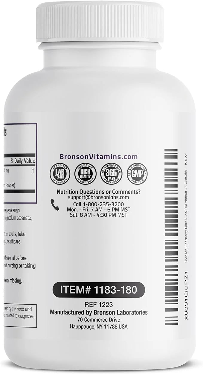 Bronson Elderberry Extra Strength, Supports Healthy 180 Vegetarian