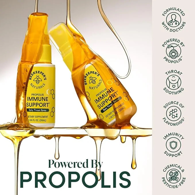 Propolis Throat Spray by Beekeeper's Naturals 95% Bee (1.06 oz)(Pack 1)