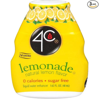 4C Sugar Free Liquid Water Enhancer, Premium Natural Flavors, 0 Calorie Drops (Lemonade, 3 Pack) - Product Image