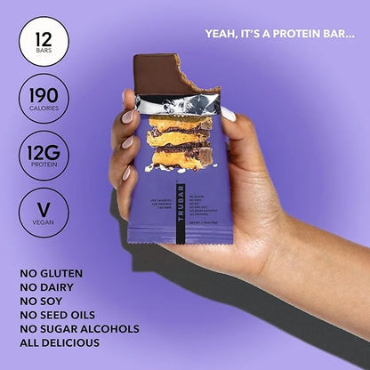TRUBAR Vegan Protein Bar, Smother Fudger Peanut Butter, Gluten Free, Plant Based, High Fiber, Dairy Free, Low Fat, Non GMO...