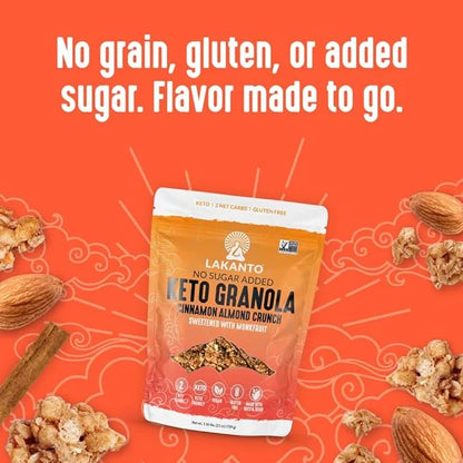 Lakanto Cinnamon Almond Crunch Granola - Monk Fruit Sweetener, Delicious Snack, Quick Breakfast Cereal, Keto Friendly, No ...