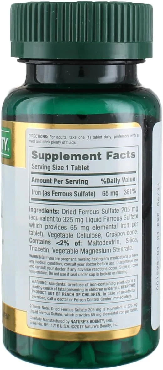 Nature's Bounty Iron 65 Mg.(325 mg Ferrous Sulfate), 100 Count (Pack of 2) - Product Image