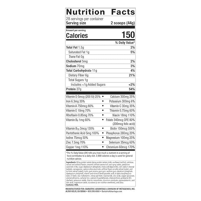 Bariatric Advantage High Protein Meal Replacement Drink Mix, Protein Powder Whey Isolate for Gastric Bypass and Sleeve Gas...