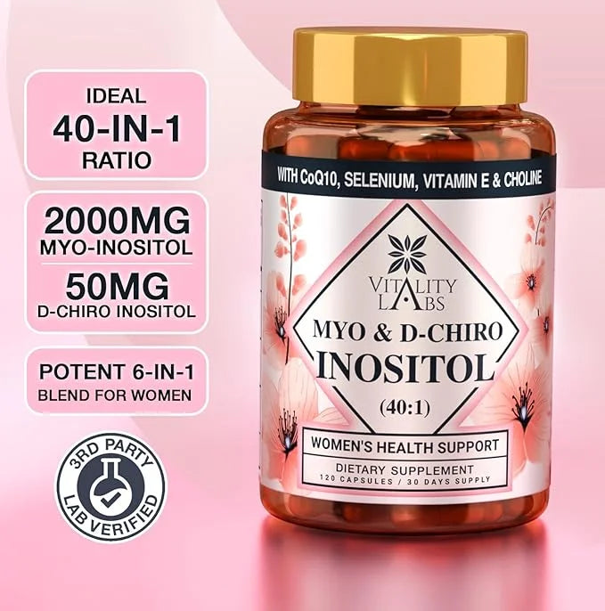 Myo-inositol & D-chiro Inositol Supplement for Women - Ideal 40:1 Ratio Complex for Fertility, Hormonal Balance, Menstrual...