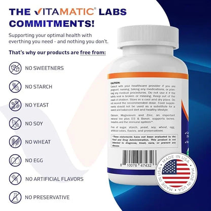 Vitamatic Calcium Magnesium Zinc D3 Boron 365 Coated 1200 mg, 420mg, Zinc 25mg, Vitamin D3 1000 1000 IU, 1 mg