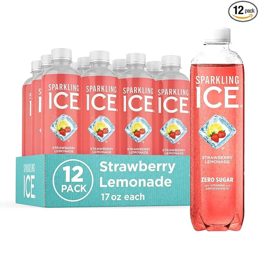 Sparkling Ice, Strawberry Lemonade Sparkling Water, Zero Sugar Flavored Water, with Vitamins and Antioxidants, Low Calorie...