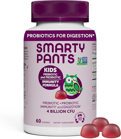 SmartyPants Kids Probiotic Immunity Gummies: Prebiotics 60 Count (30 Day
