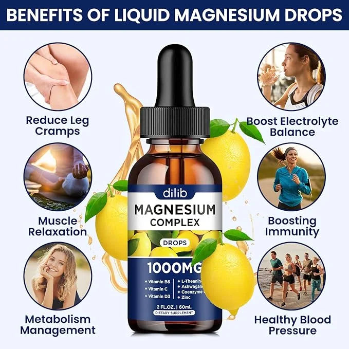 Triple Magnesium Complex Supplement, Magnesium Glycinate, 1000mg with CoQ10, Vitamin B6, C,