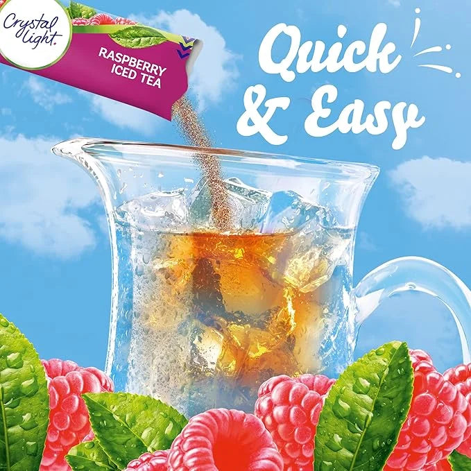 Crystal Light Raspberry Iced Tea Naturally Flavored Powdered Drink Mix, 72 ct Pack, 12 Canisters of 6 Pitcher Packets - Pr...