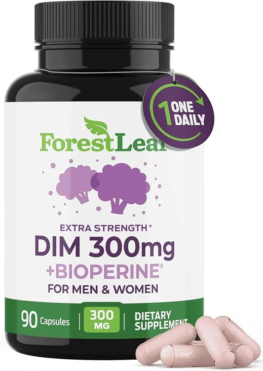 ForestLeaf DIM Supplement for Women & Men - DIM 300mg Per Capsule with BioPerine for Highest Absorption - Diindolylmethane...